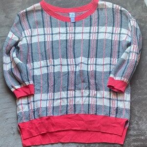JCP Stylish Plaid Women's Sweater - Red and Gray